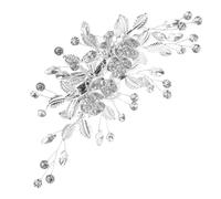 CRAFTHROU Pince à Cheveux Argentée en Métal et Strass pour Mariage, Confortable et Solide, Accessoire Sophistiqué pour Mariée et Demoiselles D'honneur le Jour du Mariage