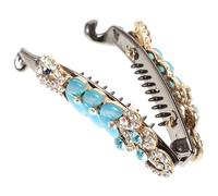 CRAFTHROU Pince à Cheveux Banane Élégante avec Cristaux et Pierre Œil de Chat en Alliage de Zinc, Structure Solide et Éclat Glamour, Accessoire Coiffure pour Femmes