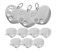 CRAFTHROU Plaques d'Identification pour Chiens en Acier Inoxydable, Lot de 10 Médailles Cœur Motif Patte Évidée, Légères et Personnalisables pour Gravure Nom et Adresse en Extérieur