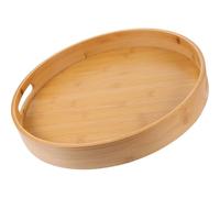 CRAFTHROU Plateau Tournant Rond avec Poignées, Plateau de Service Japonerie Élégant et Décoratif pour Ranger Tasses en Toute Sécurité