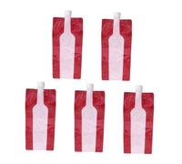 CRAFTHROU Pochette Pliable à Vin Portable en Plastique Rouge 750ml Effet D'étanchéité pour Conservation, Lot de 5 Pièces pour Voyage