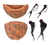 CRAFTHROU Sets de Nids D'hirondelles Artificiels Facile à Installer Lot de 2 en Écume et Carton Design Délicat Décoration de Jardin pour Maison et Espace Extérieur