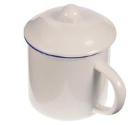 CRAFTHROU Tasse à Café Émaillée Blanche 400ml Vintage Multifonctionnelle en Émail, Pratique et Créative pour Maison et Bureau
