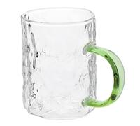 CRAFTHROU Tasse à Café en Verre Borosilicate 300 Ml Anse Verte, Gobelet Résistant à L'usure, Tasse à Thé Multifonctionnelle Portable pour Bureau, Maison et Voyages