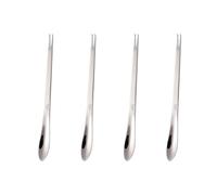 CRAFTHROU Ustensiles en Acier Inoxydable 4 Pièces pour Fruits de Mer, Fourchette et Curette à Crustacés, Outils Robustes pour Peler de Crabe et Homard
