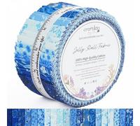 Craftido 100% Coton Jelly Roll Tissu Bandes Prédécoupées pour Quilting, Artisanat & Couture, 40pcs 2,5"x44" (6,5x112cm) pour Tapis, Projets de Courtepointe, Décoration intérie - Timeless Blue
