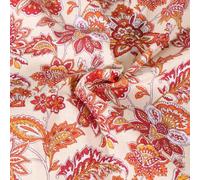 Craftine Tissu Coton imprimé Arty Arlesienne Indienne sur Fond Beige - par 50 cm