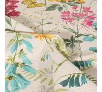 Craftine Tissu Coton & Lin Imprimé Lico Fleuri des Champs Fleuris sur Fond Beige - par 50 cm