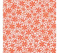 Craftine Tissu Double Gaze de Coton Fleurs Bloomie Oranges sur Fond Blanc - par 50 cm