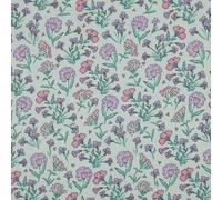 Craftine Tissu Double Gaze Fleurs Daisy lavandes sur Fond Vert d'eau - par 50 cm