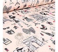 Craftine Tissu Jacquard Arty I Love Paris sur Fond Ecru - par 50 cm