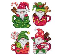 Crafting Spark Kit de broderie au point de croix compté avec toile en plastique Motif nains dans des tasses 183CS