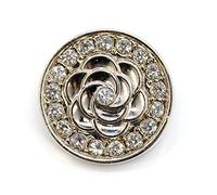 Craftisum Lot de 20 boutons à tige en métal argenté avec motif camélia, 22 mm