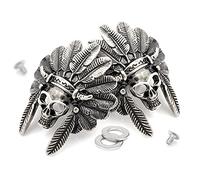 CRAFTMEmore CHS22 Lot de 2 conchos en bronze et argent avec tête de mort à vis arrière pour cheif tribal 4,5 cm (argent)