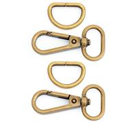 CRAFTMEMORE Lot de 10 mousquetons en laiton antique, fermoir mousqueton pivotant, clips tendance avec anneau en D, artisanat FSD1 (1,9 cm)