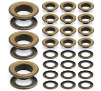 CRAFTMEmore Lot de 100 œillets avec rondelles pour vêtements, cuir, toile 10 mm 3/8 Laiton aspect ancien