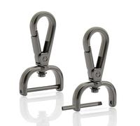 CRAFTMEMORE Lot de 2 fermoirs pivotants amovibles avec barre à vis VT493 pour sangle de sac (1,9 cm, gris acier)