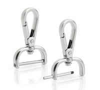 CRAFTMEMORE Lot de 2 fermoirs pivotants amovibles avec barre à vis VT493 pour sangle de sac (3,8 cm, argenté)