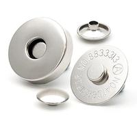 CRAFTMEMORE Lot de 6 fermoirs magnétiques double face à rivets WPMT (18 mm, argenté)