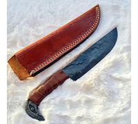 CRAFTOMATIK Couteau médiéval à tête d'oiseau | Couteau viking fait main | Couteau celtique pour jardin et camping avec étui en cuir | LARP | HFK27