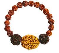 Craftopia Bracelet mala indien unisexe avec perles Rudraksha 2 et 5 Mukhi Marron Naturel, sans pierre précieuse