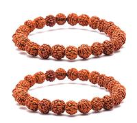 Craftopia Lot de 2 bracelets indiens Rudraksha 5 Mukhi naturels pour homme et femme Couleur marron Taille des perles 8 mm Naturel, sans pierre précieuse