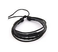 Craftopia Overseas Bracelet en cuir tissé multi-rangs unisexe fait à la main avec nœud de style Tastic Day Cadeau spécial pour sœur ou frère 20,3 à 27,9 cm