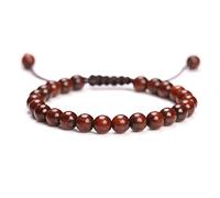 Craftopia Overseas Bracelet indien Lal Chandan en bois de santal rouge avec perles rondes pour yoga, méditation, bracelet élastique tressé réglable pour homme et femme, taille M, sans pierre précieuse