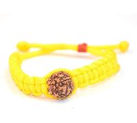 Craftopia Overseas Bracelet indien marron jaune naturel 5 Mukhi Rudraksha fil bouddhiste prière style tibétain yoga méditation guérison Reiki pour homme et femme Taille M sans pierre précieuse