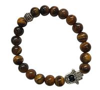 Craftopia Overseas D'vine Bracelet main de Fatima en œil de tigre marron naturel pour homme et femme, taille M, sans pierre précieuse