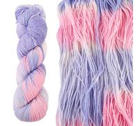 Craftora Fil à tricoter à la main - 270 m - Arc-en-ciel - Pelucheux teint par segment - Pelucheux - Pelucheux - Laine acrylique colorée - Kit de crochet pour pull, écharpe, travaux manuels