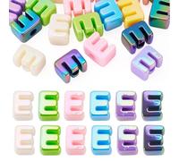 Craftora Lot de 20 grosses perles à bulles avec lettre E | Perle irisée en paracorde à grand trou pour la fabrication de bijoux d'amitié, lacets, porte-clés, stylos