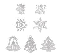 Craftora Lot de 7 breloques de Noël en filigrane en acier inoxydable - Cloche de Noël - Arbre de Noël - Flocon de neige - Liens de connexion - Décoration de fête