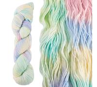 Craftora Pelote de laine arc-en-ciel pour crochet, 2 mm de large, à tricoter à la main, teinture par segment, pour pull, écharpe, tissu, travaux d'aiguille, loisirs créatifs
