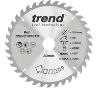 CraftPro Fine Line TCT Circular Saw Blade,Diameter 210mm x 36T x 30mm Bore Tungsten Carbide Tip,CSB/21036TC