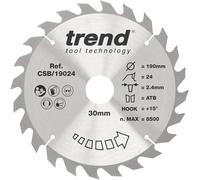 CraftPro General Purpose TCT Saw Blade,190mm x 24T x 30mm Bore Tungsten Carbide Tip,CSB/19024