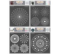 CrafTreat Dot Mandala Pochoirs pour peinture - Dot Mandala Basics, contour, rond et radar - 4 pièces - 15,2 x 15,2 cm chacun - Pochoirs réutilisables pour loisirs créatifs