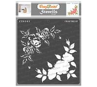 CrafTreat Layered Flower Stencils for Crafts Reusable Vintage - 2 Step Layered Rose Corner - Size: 15x15 cms - Rose Stencils for Painting on Concrete, Canvas, Fabric, Paper, Wood and Wall