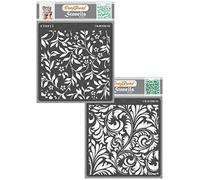 CrafTreat Leaf and Flower Stencils for Crafts Reusable - Flourish Background and Flourish Stencil 2 - Size: 15x15 cms - Floral Stencils for Furniture Painting - Flourish Stencils for Garden
