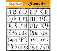 CrafTreat Lot de 24 pochoirs de calligraphie réutilisables 17,8 x 11,4 cm, lettres cursives, pochoirs de bricolage pour travaux manuels, peinture en aérosol, meubles, décoration et murs