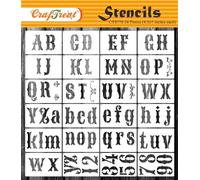 CrafTreat Lot de 24 pochoirs de calligraphie réutilisables, police vintage, 4,5 x 7 pouces, pochoirs de lettres pour peinture sur bois, pochoirs alphabet, pochoirs de bricolage pour travaux manuels