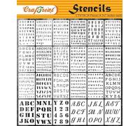 CrafTreat Lot de 24 pochoirs de journal réutilisables pour lettres et chiffres 4,5" x 7", lettres de gâteau, peinture en aérosol, pochoirs alphabet, pochoirs de police pour peinture sur bois