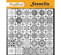 CrafTreat Lot de 36 pochoirs mandala réutilisables pour peinture sur bois 7,6 x 7,6 cm, pochoirs de bricolage pour travaux manuels, pochoirs mandala élégants pour peinture à points