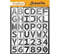 CrafTreat Lot de 36 pochoirs réutilisables en forme de lettres de l'alphabet emboîtables 7,6 x 7,6 cm pour peinture sur bois, toile, papier, tissu, sol, mur et carrelage