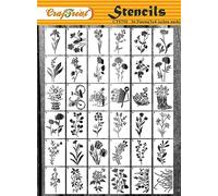 CrafTreat Lot de 36 pochoirs réutilisables motif fleurs sauvages pour peinture sur bois, toile, papier, tissu, sol, mur, carrelage, bricolage, art et artisanat. 7,6 x 10,2 cm.