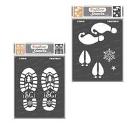 CrafTreat Pochoir de pied de Père Noël format A4 2 pièces - Décoration de Noël elfe, pas de père Noël, pochoir de botte de père Noël pour décoration de maison festive de vacances