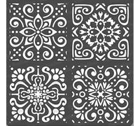 CrafTreat Pochoir marocain réutilisable pour peindre des murs et des carreaux - Carreaux marocains - 15,2 x 15,2 cm - Pochoirs d'art et d'artisanat - Pochoir à motif de carrelage