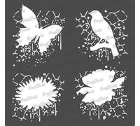 CrafTreat Pochoir réutilisable en forme de fleur de papillon pour peinture sur bois, petit - Fleurs et papillons grunge - 15,2 x 15,2 cm - Pochoirs papillon pour travaux manuels - Pochoirs grunge