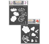 CrafTreat Pochoirs à fleurs réutilisables pour peinture sur toile - Pochoirs à superposition Cosmos et Hibiscus - Lot de 2 - 15,2 x 15,2 cm - Pochoir à fleurs pour loisirs créatifs et travaux manuels