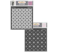 CrafTreat Pochoirs à motifs réutilisables - Mini fleur de carrelage et fleur à pois en diamant - Lot de 2 - 15,2 x 15,2 cm - Pochoirs pour travaux manuels et travaux manuels